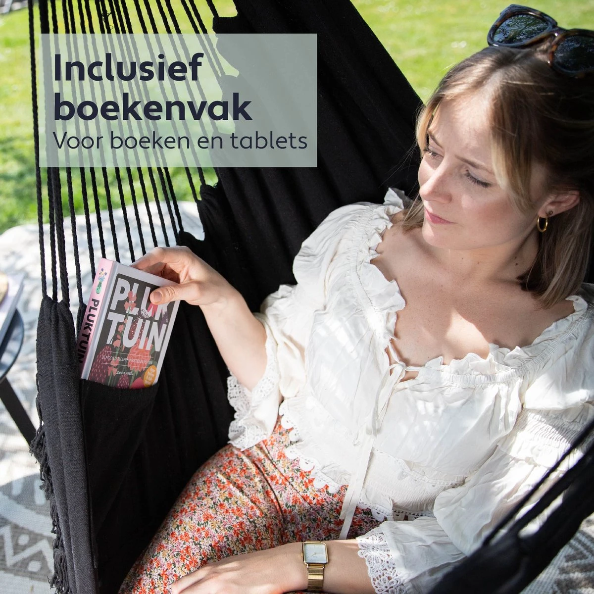 Vita5 XXL Hangstoel - Binnen&Buiten Hangnest - Incl. 2 Kussens en Boekenvak - Volwassenen&Kinderen - Hangmatstoel tot 225kg - Zwart Vita5 XXL Hangstoel - Binnen&Buiten Hangnest - Incl. 2 Kussens En Boekenvak - Volwassenen&Kinderen - Hangmatstoel Tot 225kg - Zwart -Tuinmeubelseries Winkel 1200x1200 499