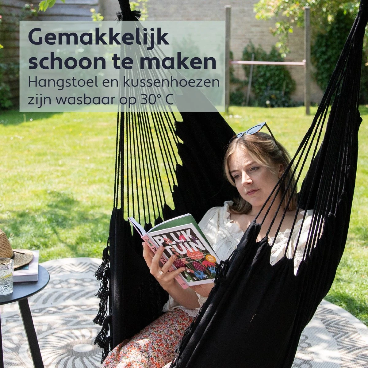 Vita5 XXL Hangstoel - Binnen&Buiten Hangnest - Incl. 2 Kussens en Boekenvak - Volwassenen&Kinderen - Hangmatstoel tot 225kg - Zwart Vita5 XXL Hangstoel - Binnen&Buiten Hangnest - Incl. 2 Kussens En Boekenvak - Volwassenen&Kinderen - Hangmatstoel Tot 225kg - Zwart -Tuinmeubelseries Winkel 1200x1200 500