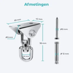 AVINT GOODS RVS Ophangsysteem Plafondhaak Bokszak – Schroefhaak & Ophanghaak Hangstoel – Muurhaak Binnen & Buiten - 550KG -Tuinmeubelseries Winkel 1200x1200 520