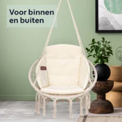 Vita5 Macramé Hangstoel - Voor Binnen En Buiten - Zonder Standaard - Incl. Kussen, Boekenvak En Beschermhoes - Tot 150kg - Beige 5 Vita5 Macramé Hangstoel - Voor Binnen En Buiten - Zonder Standaard - Incl. Kussen, Boekenvak En Beschermhoes - Tot 150kg - Beige -Tuinmeubelseries Winkel 1200x1200 527