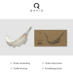 QUVIO Hangmat Voor In De Tuin - Tuinstoelen - Reishangmat Voor Camping, Outdoor En Reizen - Hamock - Katoen Ademend - Maximale Belasting Van 250KG - Lig Oppervlak Van 180 Cm - Geschikt Voor 1 Persoon - Beige -Tuinmeubelseries Winkel 1200x1200 53