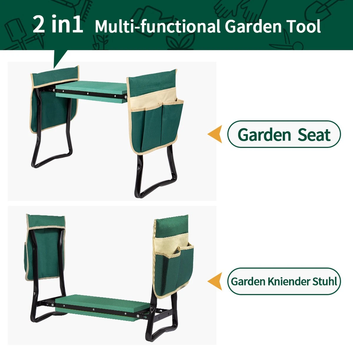 Uten - kniebankje tuin - knie steun - tuinkruk inklapbaar - kniesteun tuinieren - kniekussen - tot 150 kg - Groen Uten - Kniebankje Tuin - Knie Steun - Tuinkruk Inklapbaar - Kniesteun Tuinieren - Kniekussen - Tot 150 Kg - Groen -Tuinmeubelseries Winkel 1200x1200 551