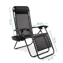 LifeGoods Opvouwbare Tuinstoelen - Verstelbaar Zonnescherm - 2 Stuks - 30°-90° Verstelbaar - Metaal - Zwart -Tuinmeubelseries Winkel 1200x1200 573