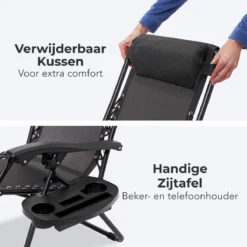 LifeGoods Opvouwbare Tuinstoelen - Verstelbaar Zonnescherm - 2 Stuks - 30°-90° Verstelbaar - Metaal - Zwart -Tuinmeubelseries Winkel 1200x1200 574