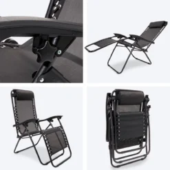 LifeGoods Opvouwbare Tuinstoelen - Verstelbaar Zonnescherm - 2 Stuks - 30°-90° Verstelbaar - Metaal - Zwart -Tuinmeubelseries Winkel 1200x1200 578