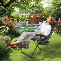 LifeGoods Opvouwbare Tuinstoelen - Verstelbaar Zonnescherm - 2 Stuks - 30°-90° Verstelbaar - Metaal - Zwart -Tuinmeubelseries Winkel 1200x1200 579