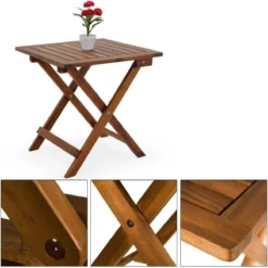 Merkloos EezyLife Houten Bijzettafel - 46x46x46cm - Acacia Hout - Tuintafel -Tuinmeubelseries Winkel 1200x1200 600
