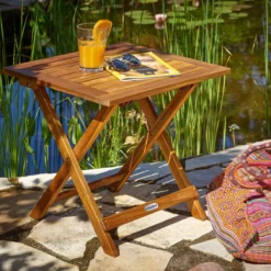 Merkloos EezyLife Houten Bijzettafel - 46x46x46cm - Acacia Hout - Tuintafel -Tuinmeubelseries Winkel 1200x1200 603