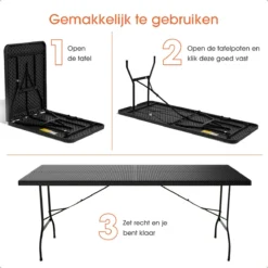 Lenx Klaptafel - Inklapbare Tafel - Opvouwbare Tuintafel - Vouwtafel - Inclusief Handvat En 2 Tafelkleden - 180x75x74cm - 6 Tot 8 Personen 5 Lenx Klaptafel - Inklapbare Tafel - Opvouwbare Tuintafel - Vouwtafel - Inclusief Handvat En 2 Tafelkleden - 180x75x74cm - 6 Tot 8 Personen -Tuinmeubelseries Winkel 1200x1200 616