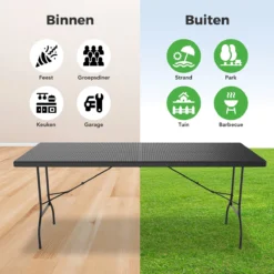 LifeGoods Klaptafel - Inklapbaar - 180 Cm - 6 Tot 8 Personen - Zwart -Tuinmeubelseries Winkel 1200x1200 627