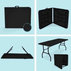 LifeGoods Klaptafel - Inklapbaar - 70x180cm - Verstelbare Vouwtafel - Weerbestendig - Zwart -Tuinmeubelseries Winkel 1200x1200 647