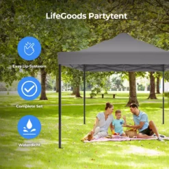 LifeGoods Partytent - 3x4.5 M - Zijwanden - Easy Up - Opvouwbaar - Waterdicht - Draagtas Met Wieltjes - Donkergrijs -Tuinmeubelseries Winkel 1200x1200 65