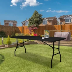 LifeGoods Klaptafel - Inklapbaar - 70x180cm - Verstelbare Vouwtafel - Weerbestendig - Zwart -Tuinmeubelseries Winkel 1200x1200 650