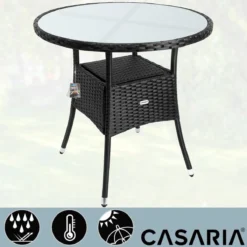 Casaria Polyrattan Bijzettafel 80cm Rond - 5mm Veiligheidsglas – Zwart 4 Casaria Polyrattan Bijzettafel 80cm Rond - 5mm Veiligheidsglas – Zwart -Tuinmeubelseries Winkel 1200x1200 655
