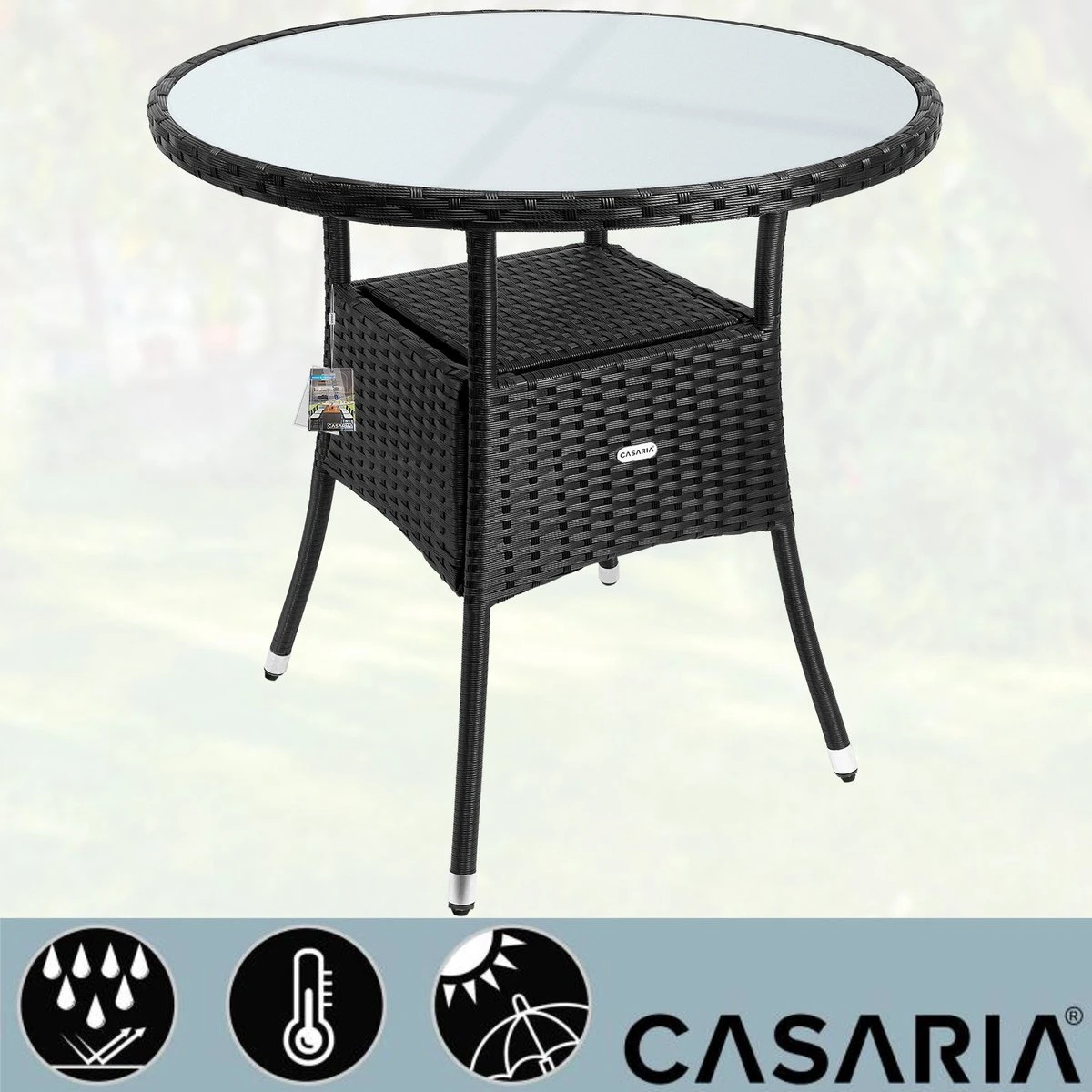 Casaria Polyrattan Bijzettafel 80cm Rond - 5mm Veiligheidsglas – Zwart Casaria Polyrattan Bijzettafel 80cm Rond - 5mm Veiligheidsglas – Zwart -Tuinmeubelseries Winkel 1200x1200 655