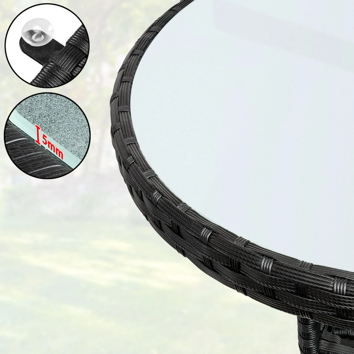 Casaria Polyrattan Bijzettafel 80cm Rond - 5mm Veiligheidsglas – Zwart Casaria Polyrattan Bijzettafel 80cm Rond - 5mm Veiligheidsglas – Zwart -Tuinmeubelseries Winkel 1200x1200 656