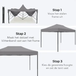 LifeGoods Partytent - 3x4.5 M - Zijwanden - Easy Up - Opvouwbaar - Waterdicht - Draagtas Met Wieltjes - Donkergrijs -Tuinmeubelseries Winkel 1200x1200 66