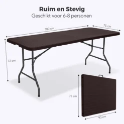 LifeGoods Klaptafel - Inklapbaar - 180 Cm - 6 Tot 8 Personen - Bruin -Tuinmeubelseries Winkel 1200x1200 691