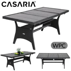 Casaria Polyrattan Tuintafel - WPC Tafelblad 190x90x74 Cm – Zwart 5 Casaria Polyrattan Tuintafel - WPC Tafelblad 190x90x74 Cm – Zwart -Tuinmeubelseries Winkel 1200x1200 710