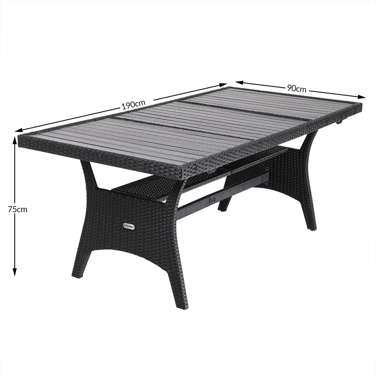 Casaria Polyrattan Tuintafel - WPC Tafelblad 190x90x74 cm – Zwart Casaria Polyrattan Tuintafel - WPC Tafelblad 190x90x74 Cm – Zwart -Tuinmeubelseries Winkel 1200x1200 711