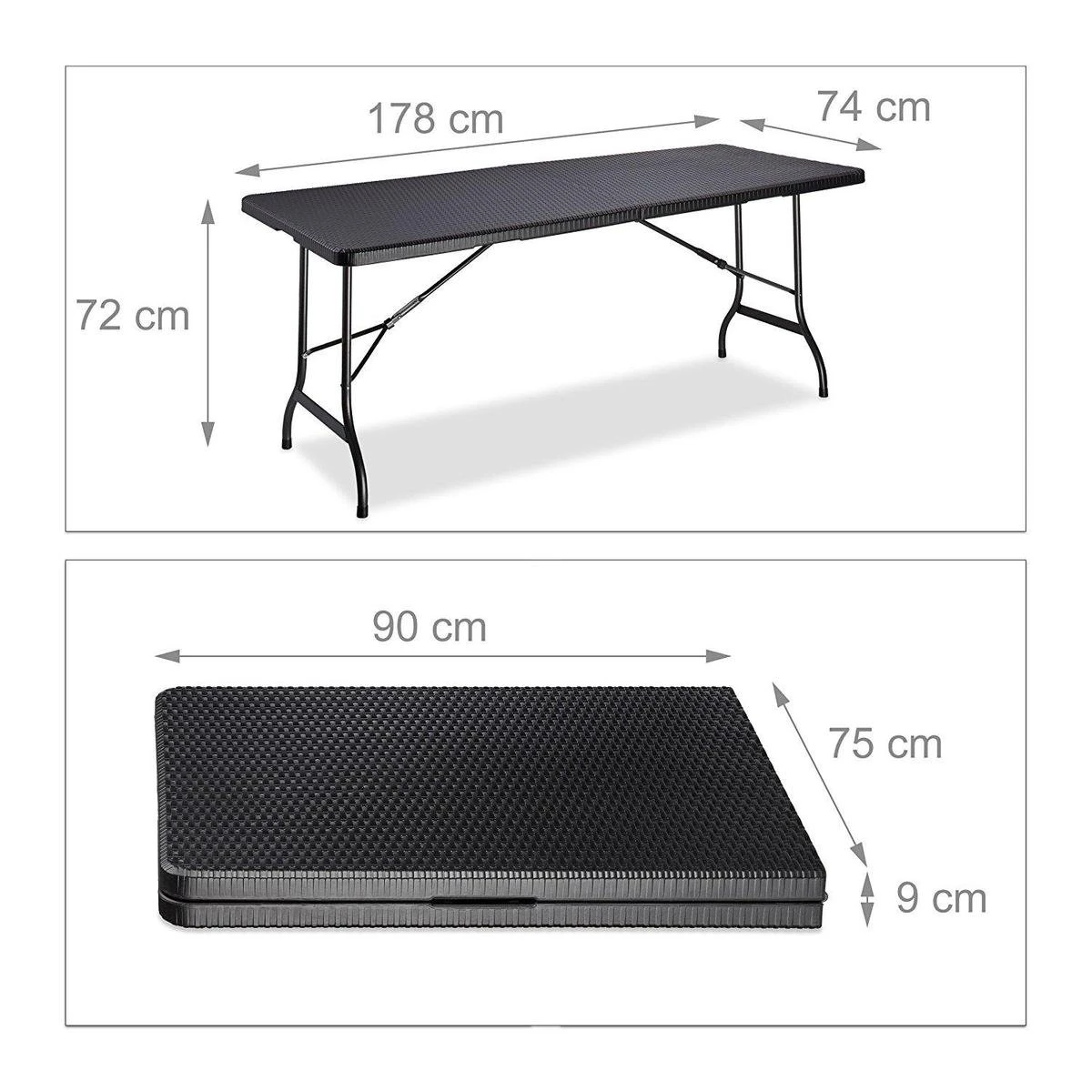 MaxxGarden Vouwtafel - Zwart - Rotanlook - 180x75x74 cm MaxxGarden Vouwtafel - Zwart - Rotanlook - 180x75x74 Cm -Tuinmeubelseries Winkel 1200x1200 719