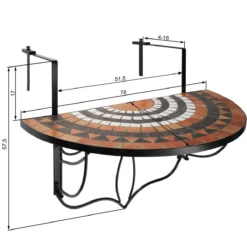 Tectake - Balkontafel Mozaïek Klapbaar - 402774 -Tuinmeubelseries Winkel 1200x1200 730