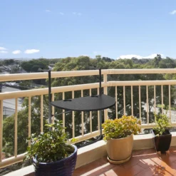 Relaxdays Balkontafel Inklapbaar, Balkon Tafel Rotan, Hangtafel Reling - Zwart -Tuinmeubelseries Winkel 1200x1200 731