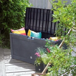 Opbergbox 310L UV-Bestendig Weerbestendig Wielen Tuinbox Rotan-look Antraciet -Tuinmeubelseries Winkel 1200x1200 751