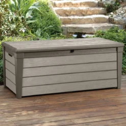 Keter Brushwood Opbergbox - Kussenbox - 455L - 145x69,7x60,3cm - Taupe -Tuinmeubelseries Winkel 1200x1200 783