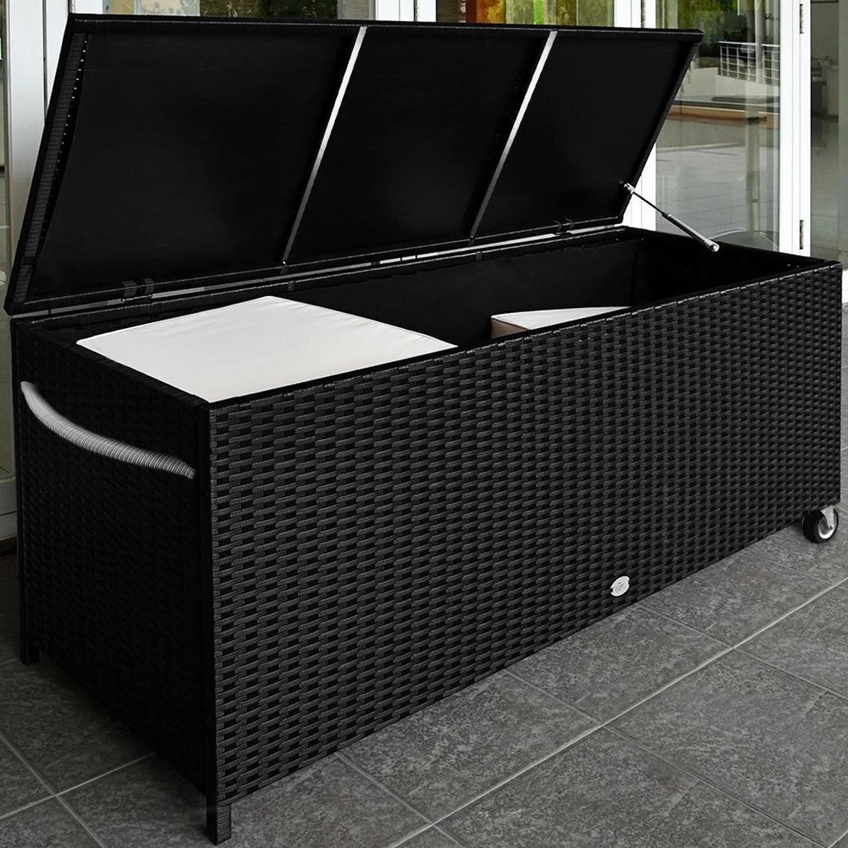 Casaria Wicker Opbergbox - Waterdicht 121,5cm met Wielen - Grijs Casaria Wicker Opbergbox - Waterdicht 121,5cm Met Wielen - Grijs -Tuinmeubelseries Winkel 1200x1200 793