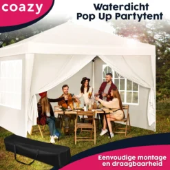 Waterdichte Partytent 3x3 Meter Opvouwbaar Met Zijwanden- Paviljoen Met Zijpanelen - Easy Up - Pop-up Tent Met Haringen, Touw En Anti Slip Poten -Tuinmeubelseries Winkel 1200x1200 842