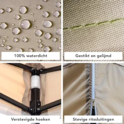 LifeGoods Partytent - 3x3 M - Zijwanden - Easy Up - Opvouwbaar - Waterdicht - Draagtas Met Wieltjes - Beige -Tuinmeubelseries Winkel 1200x1200 868