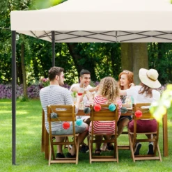 LifeGoods Partytent - 3x3 M - Zijwanden - Easy Up - Opvouwbaar - Waterdicht - Draagtas Met Wieltjes - Beige -Tuinmeubelseries Winkel 1200x1200 870