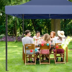 LifeGoods Partytent - 3x4.5 M - Easy Up - Opvouwbaar - Waterdicht - Draagtas Met Wieltjes - Donkerblauw -Tuinmeubelseries Winkel 1200x1200 889