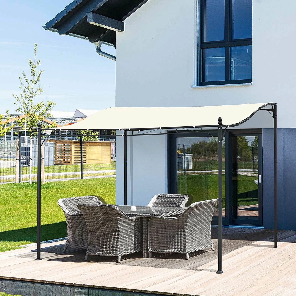 Outsunny Pergola partytent paviljoen overkapping tent metaal crème 297x297 cm 84C-038 Outsunny Pergola Partytent Paviljoen Overkapping Tent Metaal Crème 297x297 Cm 84C-038 -Tuinmeubelseries Winkel 1200x1200 915