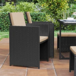 Tuinmeubelset - Tuinset 4 6 8 Persoons - Eettafel En Stoelen - Set Van 9 - Terras - Tuintafel - Salontafel Met Glazen Oppervlak - Zwart Beige -Tuinmeubelseries Winkel 1200x1200 929