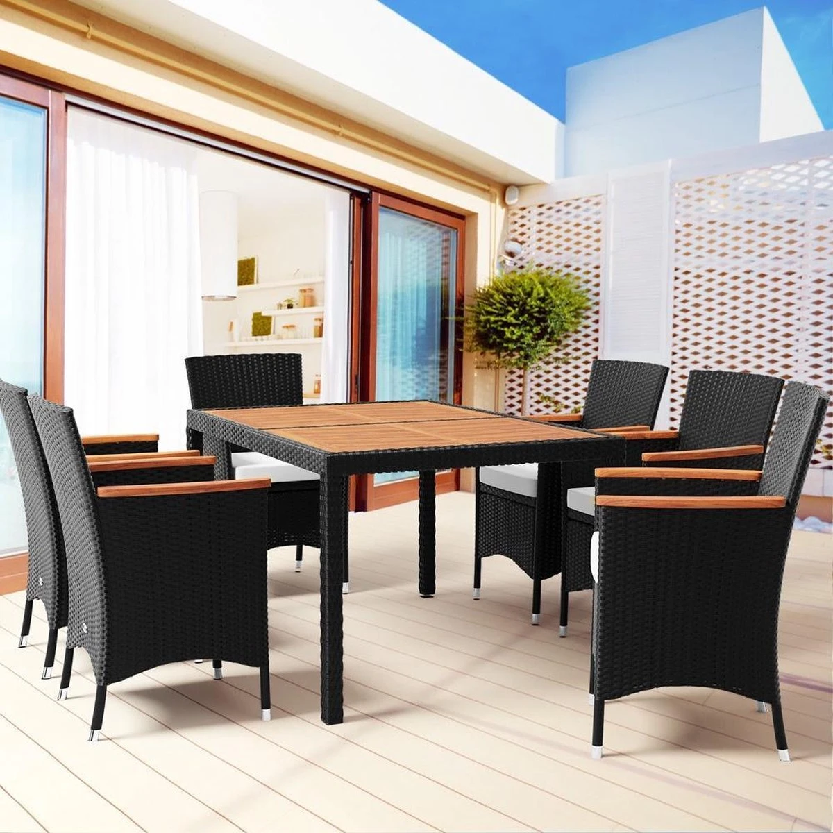 Deuba Polyrattan Tuinset Verona - 6 Stoelen + 1 Tafel Zwart Deuba Polyrattan Tuinset Verona - 6 Stoelen + 1 Tafel Zwart -Tuinmeubelseries Winkel 1200x1200 937