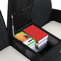 Casaria Tuinbank Polyrattan – 2 Zitter Incl. Tafel & Kussens – Zwart -Tuinmeubelseries Winkel 1200x1200 943