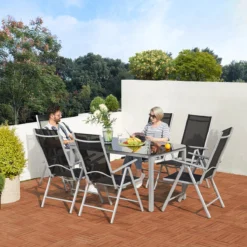 Casaria Alumunium Tuinset Bern - 6 Stoelen + 1 Tafel – Zilver -Tuinmeubelseries Winkel 1200x1200 994