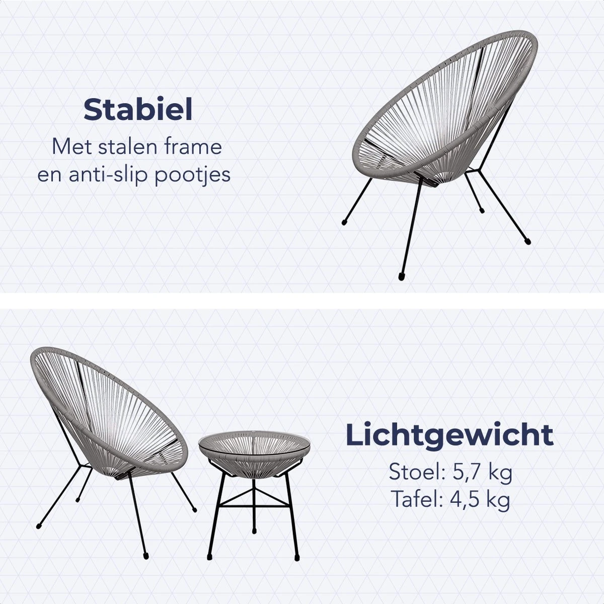 LifeGoods Acapulco Bistroset - 3-Delig - Tuinset met Bijzettafel - Grijs LifeGoods Acapulco Bistroset - 3-Delig - Tuinset Met Bijzettafel - Grijs -Tuinmeubelseries Winkel 1200x1200 999