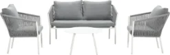 Garden Impressions Fleurie Loungeset 4-delig - Rope - Mat Wit/ Licht Grijs