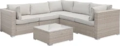 Alice's Garden Loungeset Napoli - 5 Plaatsen - Wicker - 6 Elementen - Beige/Beige