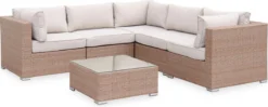 Alice's Garden Loungeset Napoli - 5 Plaatsen - Wicker - 6 Elementen - Beige/Beige -Tuinmeubelseries Winkel 1200x479