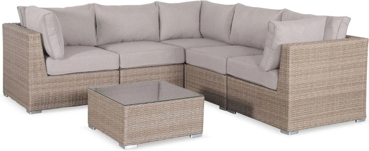 Premium loungeset - VITTORIA - rond wicker– 5 plaatsen, naturel/beige Premium Loungeset - VITTORIA - Rond Wicker– 5 Plaatsen, Naturel/beige -Tuinmeubelseries Winkel