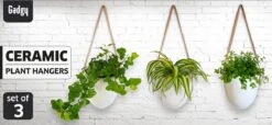Gadgy Plantenhanger Keramiek - Set Van 3 - Hangpot Van Wit Steen - Hangende Bloempot Plantenpot - Met 3 Verschillende Koorden - 12x11x9.5CM -Tuinmeubelseries Winkel 1200x552 5