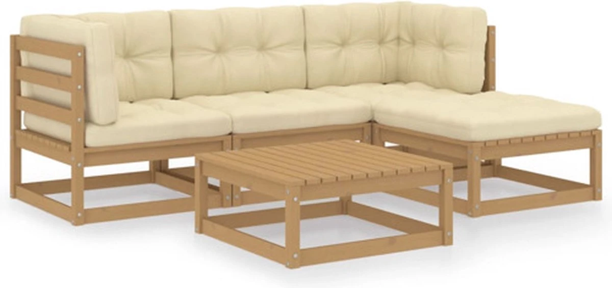 vidaXL 5-delige Loungeset met kussens massief grenenhout VidaXL 5-delige Loungeset Met Kussens Massief Grenenhout -Tuinmeubelseries Winkel 1200x566 1