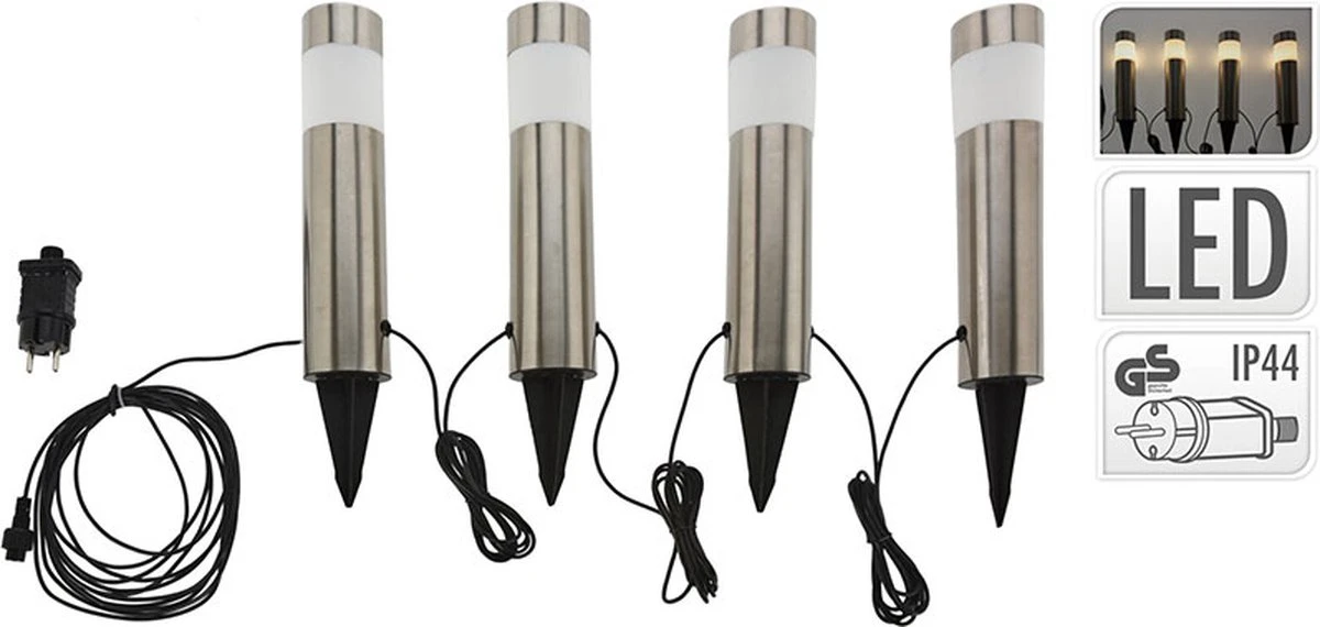 ProGarden Tuinlampen 4 st LED 6.3x37.5 cm Pro Garden ProGarden Tuinlampen 4 St LED 6.3x37.5 Cm -Tuinmeubelseries Winkel