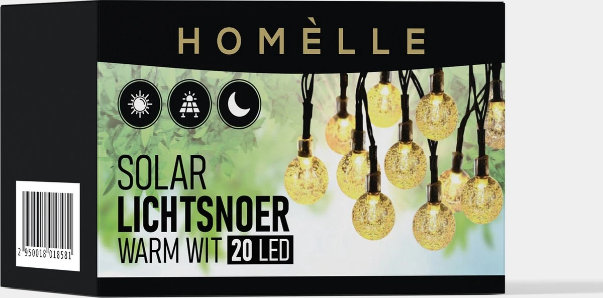 Homèlle Solar lichtsnoer - 20 LED - 3 + 2 meter - Warm-wit - ø2cm - Tuinverlichting op zonne-energie - Kerstverlichting - Buitenverlichting - Lichtslinger - Lampjes slinger - Cristal Homèlle Solar Lichtsnoer - 20 LED - 3 + 2 Meter - Warm-wit - ø2cm - Tuinverlichting Op Zonne-energie - Kerstverlichting - Buitenverlichting - Lichtslinger - Lampjes Slinger - Cristal -Tuinmeubelseries Winkel 1200x593 1
