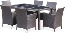 Alice's Garden Tuinset Tavola 6 - 150x90x74 - 6 Plaatsen - Wicker - Bruin/Ecru -Tuinmeubelseries Winkel 1200x614