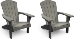 Keter Troy Adirondack Tuinstoel - Set Van 2 - 81x80x96,5cm - Lichtgrijs